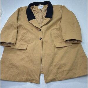 Roamans Sporty Camel Brown Cotton Knit Field Jacket Womens 2XL Plus Size